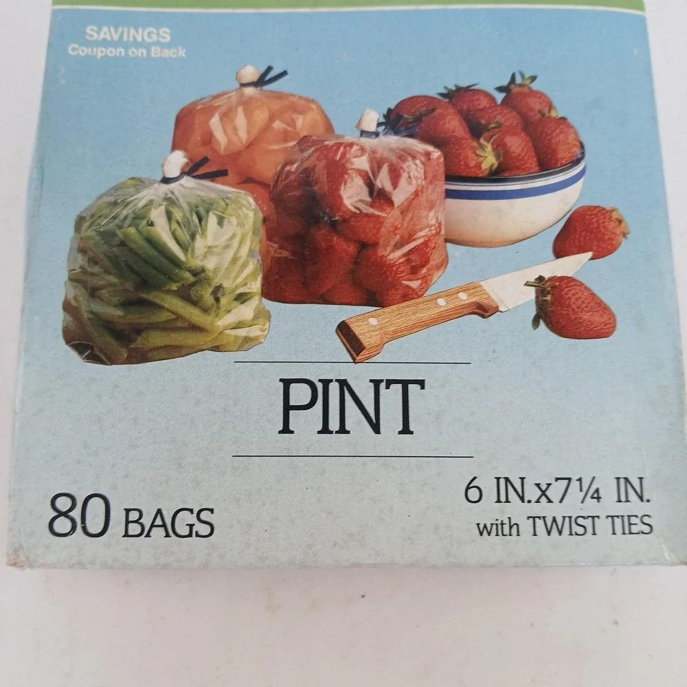 NOS Hefty Baggies Freezer Bags Pint Size 80 Bags Vintage Twist Ties New Sealed
